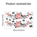 Detailed dimensions of static UV window film with pink roses and butterfly designs - Pink Rose Butterfly Style (fun-JD014)