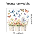 Watercolour butterfly window sticker with colorful flower pots, size 38x38cm detail view - 38*38CM/fun-JD029