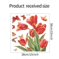 Detail van de 38cm tulp- en vlinderglassticker met afmetingen van het ontvangen product - Tulip Butterfly Stijl (fun-JD033) / 38*38cm