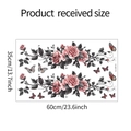 Detailed size specifications for pink rose and butterfly floral static window stickers - Pink Rose Butterfly Style (fun-JD015)