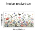 Detaillierte Maße der Blumen- und Schmetterlings-Fensteraufkleber 60cm mal 30cm Größe - Bunter Pflanzen-Blumen-Cluster-Schmetterlingsstil (fun-JD016)