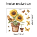 Detailed sheet showing sunflower and butterfly window stickers with 38cm size specs - Two-Pot Sunflower Bee Style (JD031) / 38x38cm (JD031)