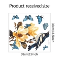 Gedetailleerde afmetingen van statische raamsticker met bloemen en vogels 35x38cm - Magnolia Ekster Stijl (fun-JD036)