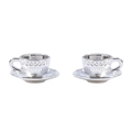 Miniature silver teapot and coffee cup alloy pendants with embossed wave patterns - Cup Saucer Style (A3-142) / 14x7mm / Bright Silver