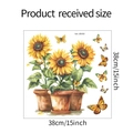 Detailed dimension guide for sunflower and butterfly window clings measuring 38cm by 38cm - Three-Pot Sunflower Butterfly Style (JD032) / 38x38cm (JD032)