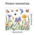 Gedetailleerde afmetingen van decoratieve vensterstickers met kleurrijke bloemen en vlinders - 35*38CM (fun-JD023)
