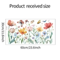 Detailed sheet layout of floral window decals showing tulip and daisy 30x60cm size - 30*60CM/fun-JD017