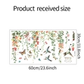 Gedetailleerde 60x30cm lay-out van statische raamfolie met groene ranken, bloemen en kolibries - 30x60cm (fun-JD044)
