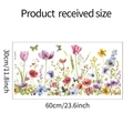 Detailed sheet size of 60x30cm showing floral window stickers with colorful wildflower patterns - 30*60CM/fun-JD018
