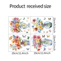 Detailansicht der Aquarell-Blumenvasen-Fensterbilder mit bunten Schmetterlingen - 23*29CM (fun-JD028)