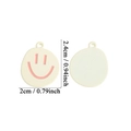 Cute pink smiley face alloy charm with cream white oil drip finish for DIY jewelry - Large Painted White Smiley