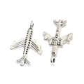 Vintage silver airplane pendant charm with black enamel details for DIY jewelry making - A1-094 - Antique Silver / 22*15mm / 0.8g