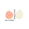 Creamy white smiley face alloy charm with pink pattern for DIY necklace jewelry - Large Painted Off-White Smiley