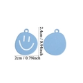 Light blue smiling face alloy pendant charm measuring 2.4cm by 2cm for DIY jewelry - Large Painted Light Blue Smiley