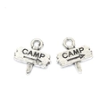 Retro-Silberlegierung Camp-Wegweiser-Anhänger für DIY Reise-Schmuckherstellung - A0-266-antiksilber/13*12mm/07g