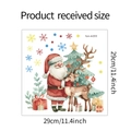 Detailweergave van aquarel Kerstman en rendier kerststickers voor toilet, maat 29cm - 29cmx29cm
