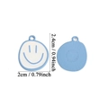 White and blue smiley face alloy pendant with drip oil finish and size measurements - Large Painted Blue Smiley