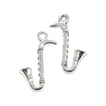 Zilveren saxofoon hanger van legering voor DIY sieraden en handgemaakte accessoires - Saxofoon Stijl (A3-303) / 27x12mm