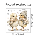 Detail showing the 29cm dimensions and watercolor cartoon chick winter wall sticker design - 29x29cm Style (fun-m209)