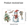 Detail view of watercolor Christmas snowman and tree wall stickers with dimensions - 14.5*22CM/fun-kg82