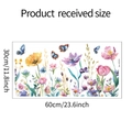Floral and butterfly window film design with dimensions 60x30cm for home decoration - 30*60CM/fun-JD019