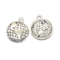 Antik-silberner Weltkugel-Anhänger aus Legierung für DIY Reiseschmuck und Anhänger - A3-225-antiksilber/19*16mm/17g