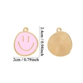 Pink smiley face enamel alloy pendant with golden back for DIY jewelry making - Large Enamel Pink Smiley