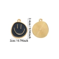 Cute black enamel smiley face alloy pendant for DIY necklaces and bracelets in 2x2.4cm - Large Enamel Black Smiley