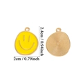 Yellow smiley face alloy charm with measurement showing 2.4cm height and 2cm width - Large Enamel Yellow Smiley