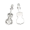 Pendentifs violon en alliage argenté pour bijoux DIY, vue de face et vue de l'arrière - Style de Violon Classique (A3-309)