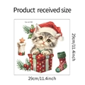 Detailweergave met afmetingen van 29 cm en kerstkattenstickervel met feestelijke motieven - 29*29cm