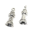 Antiksilberne Leuchtturm-Anhänger aus Zinklegierung für DIY-Schmuck und Bastelarbeiten - A3-230-antiksilber/21*9mm/19g