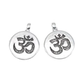 Pair of antique silver alloy Om symbol yoga pendants for DIY jewelry crafting - A3-246-antique Silver/19*15mm/1.7g
