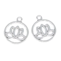 Silver lotus flower hollow circular yoga charms for DIY necklace making - A3-248-antique Silver/24*20mm/1.5g