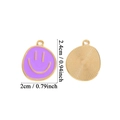 Purple smiley face alloy charm pendant for DIY jewelry with size measurements - Large Enamel Purple Smiley
