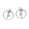 Zilveren yoga tree pose bedeltjes van legering voor DIY sieraden en hangers - A3-249-antiek Zilver/19*16mm/1g