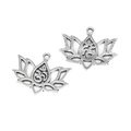 Antieke zilveren Lotus Om bedeltjes met hol ontwerp voor DIY-sieraden maken - A3-250 - Antiek Zilver / 20*16 Mm / 13 G