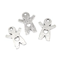 Three silver alloy baby boy silhouette charms with heart cutout for DIY jewelry making - Boy Shape (A3-392)