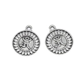 Set van twee vintage zilveren Om Yoga Lotus bedeltjes voor doe-het-zelf sieraden - A3-252-antiek Zilver/16*13mm/1g