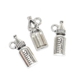 Three retro silver alloy baby bottle charms with scale numbers for DIY jewelry making - Milk Bottle Shape (A3-393)