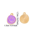 Purple smiley face alloy pendant with dimensions 1.7cm for DIY jewelry making - Small Enamel Purple Smiley