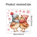 Detail van kerst raamstickers met vogels en rode sneeuwvlokken, afmeting 38x38cm - 38x38cm UV Statische Hechting (fun-f210)