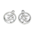 Paar vintage zilveren cirkelvormige Om-symbool bedeltjes voor yoga sieraden maken - A3-258 - Antiek Zilver / 21*18 Mm / 18 G