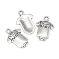 Silver baby onesie charms with BABY engraving for DIY jewelry and crafts making - Baby Onesie Shape (A3-394)
