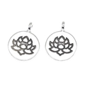 Gepolijste zilveren legering lotusbloem hangers voor doe-het-zelf sieraden - A3-260 - Antiek Zilver / 20*15 Mm / 19 G