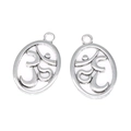 Zilveren vintage legering Om-yoga hangers voor DIY-kettingen met een opengewerkt design - A3-261 - Antiek Zilver / 22*14 Mm / 09 G