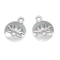 Set van twee vintage zilveren lotusbloem bedeltjes met een gedetailleerd reliëfpatroon - A3-262 - Antiek Zilver / 16*13 Mm / 16 G