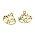 Paar vintage bronzen lotusbloem hangers met hol ontwerp voor DIY-sieraden maken - A3-254-antiek Goud/16*14mm/06g