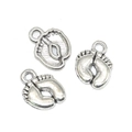 Three pieces of antique silver baby feet charms in alloy for DIY jewelry making sets - Footprint Shape (A2-289)