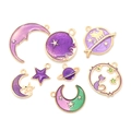 Star moon and cat silhouette purple gold alloy charms for DIY jewelry making - Purple Set (8 Styles)-Purple
